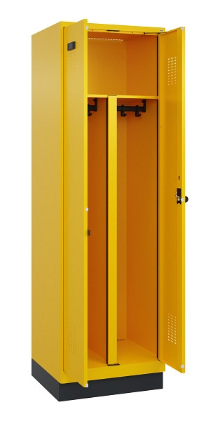 C+P PSA Schwarz-Weiß-Spind Evolo PLUS, mit Sockel, 2 Abteile, 1950x600x500mm, 10, Drehriegel, 049022-20P S10022