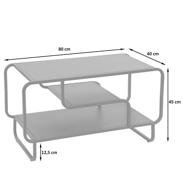 Mendler Couchtisch HWC-O49, Wohnzimmertisch Tisch, Industrial 3 Ablagen, Metall 45x80x40cm, schwarz, 159168