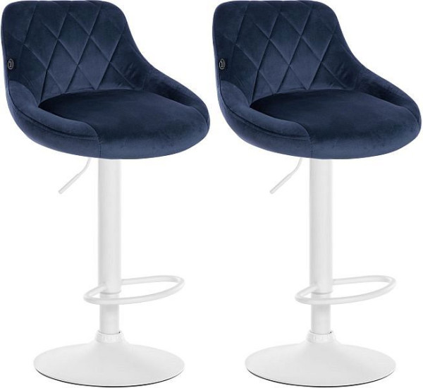 CLP Barhocker Lazio Samt weiß, blau, VE: 2 Stück, 323257