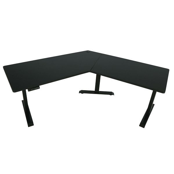 Mendler Schreibtisch HWC-D40, Computertisch, 120° elektrisch höhenverstellbar, schwarz, schwarz, 75763+75759