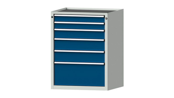 ANKE Werkbänke Schubladenschrank, Modell 3004 V, 760 x 675 x 980 mm, RAL 7035/5010, Wanne, 611.006