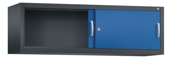 C+P Aufsatzschrank Acurado, H500xB1600xT400mm, Farbe: Schwarzgrau / Enzianblau, Bügelgriff, 1 OH, 2144-00 S10069