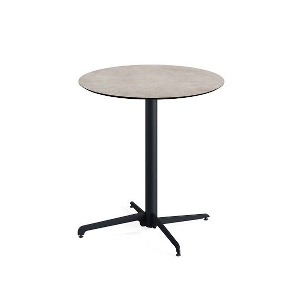 Feros X Cross Terrassentisch Schwarz gestell + Moonstone HPL Ø70 cm, 110031370