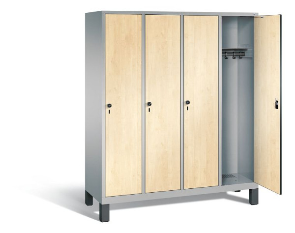 C+P Garderobenschrank Evolo, H1850xB1590xT500mm, Farbe: Weißaluminium / Dekor Donau-Ahorn, 48010-42 S10265