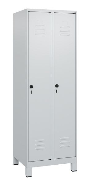 C+P Umkleidespind Classic PLUS mit Mitteltrennwand, Füße, 2 Abteile, 1800x600x500mm, 7035/7035, Drehriegel, 0800107-20F S10009
