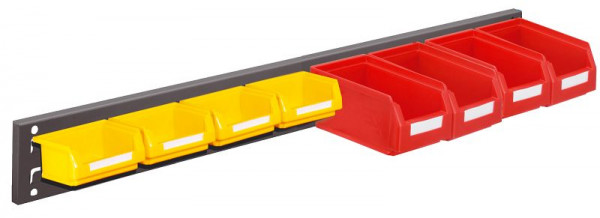 Kappes RasterPlan Wandschiene Schlitzplatte Set 14, L 920 mm x H 100 mm, RAL 7016, 4 x Lagersichtkästen Größe 7, 4 x Lagersichtkästen Größe 8, 4202.03.5208