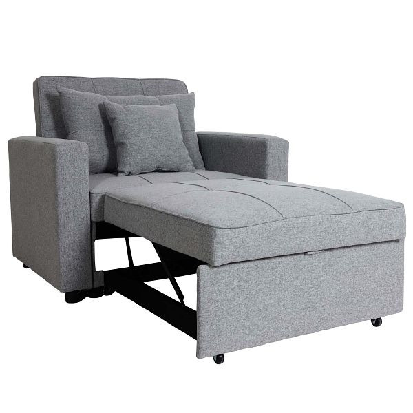 Mendler Schlafsessel HWC-L90, Klappsessel Schlafsofa Gästebett Relaxsessel, Liegefläche 197x103cm Stoff/Textil, hellgrau, 103095