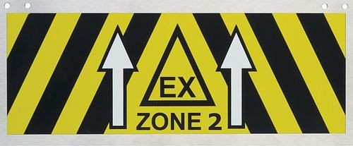 DENIOS Ex-Zonen-Kennzeichnungsschild aus Edelstahl, 270 x 110 mm, Ex-Zone 2, 217914