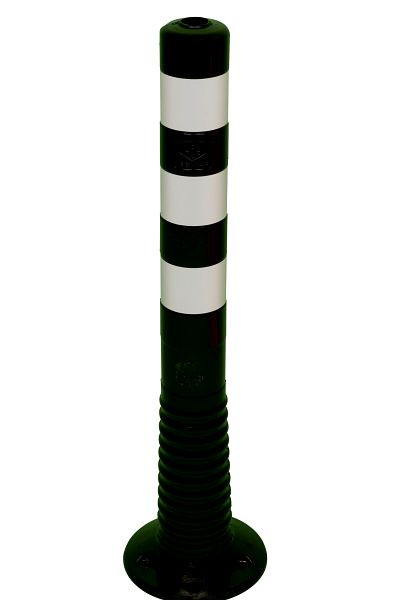 Schake Flexipfosten schwarz, selbstaufrichtend, Ø 80mm, Gesamthöhe: 750mm, mit 3 weiß reflektierenden Streifen, inkl Befestigungsmaterial, 412222BS