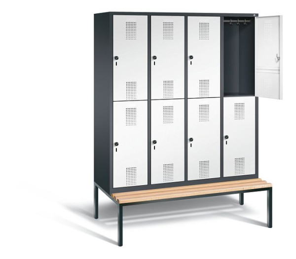 C+P Spind doppelstöckig Evolo, H2090xB1590xT810mm, Farbe: Schwarzgrau / Verkehrsweiß, 48350-42 S10179