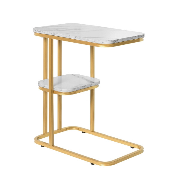 SoBuy Couchtisch mit zwei Ablageflächen Gold 50x30x58cm, Vintage, FBT110-G