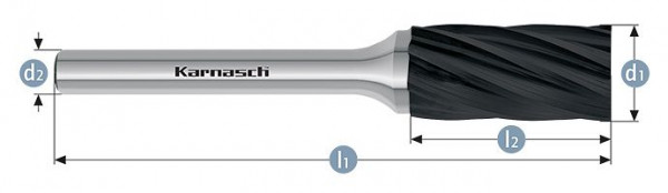 Karnasch Hartmetall-Frässtift Black-Tec beschichtet ZYA/ HP-7 d1=12 / l2=25 / d2=6 / l1=70mm, 115005105