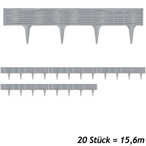 DEUBA Beeteinfassung 4er-Set Grau 15,6m, 994461, 4250525378290