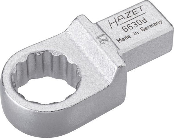 Hazet Einsteck-Ringschlüssel, Einsteck-Vierkant 14 x 18 mm, Außen-Doppel-Sechskant-Tractionsprofil, 21 mm, 6630D-21