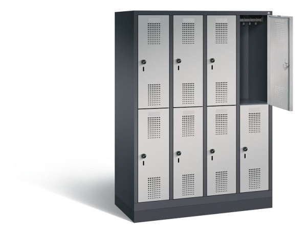 C+P Spind doppelstöckig Evolo, H1600xB1190xT500mm, Farbe: Schwarzgrau / Weißaluminium, 483206-40 S10106