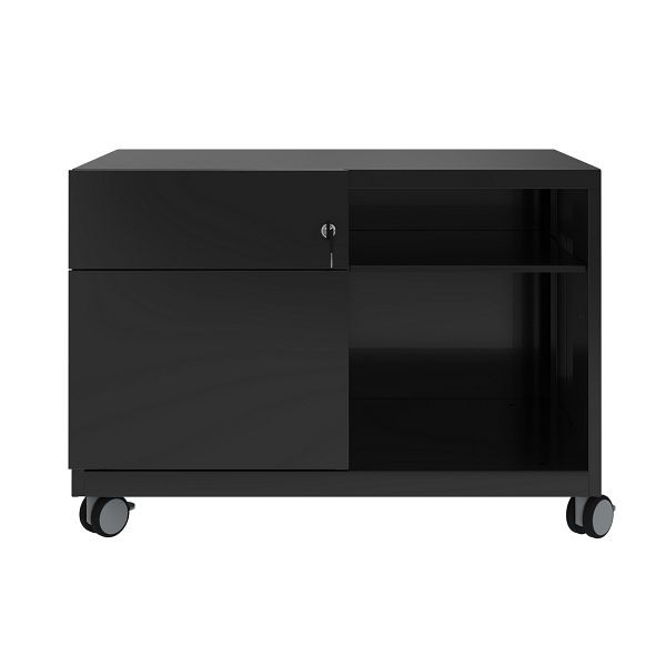 Bisley Rollcontainer Note Caddy Schubladen links, B 800 mm, schwarz, CADM08LH633
