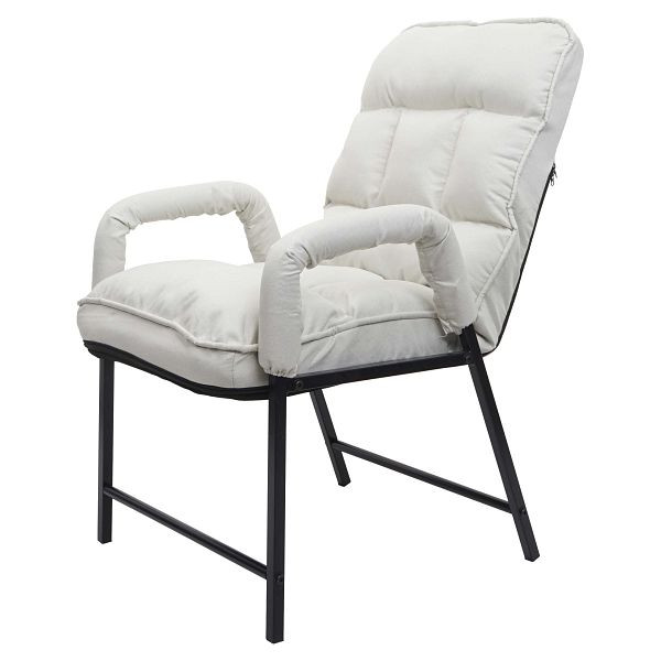 Mendler Esszimmerstuhl HWC-K40, Stuhl Polsterstuhl, 160kg belastbar Rückenlehne verstellbar Metall, Stoff/Textil creme-beige, 92133