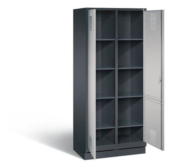 C+P Wäsche-Spind Evolo, H1800xB810xT500mm, Farbe: Schwarzgrau / Weißaluminium, 48022-22B S10049