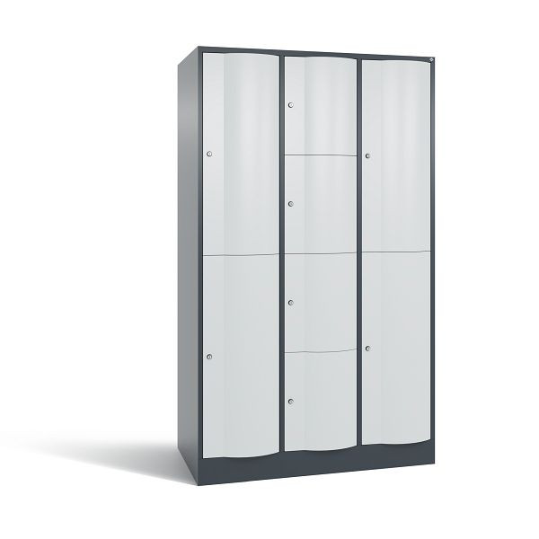 C+P XL-Schließfachschrank Resisto, 3 Abteile, H1950B1148T640 mm, Anthrazit/Grau, 8070-3732 S10039