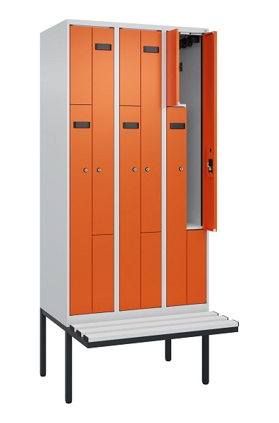 C+P Z-Spind Evolo PLUS, Bank, 6 Fächer, 2120x900x815mm, 7035/2004, Zylinderschloss, Material Sitzfläche Kunststoff, 0490437-306 S10079