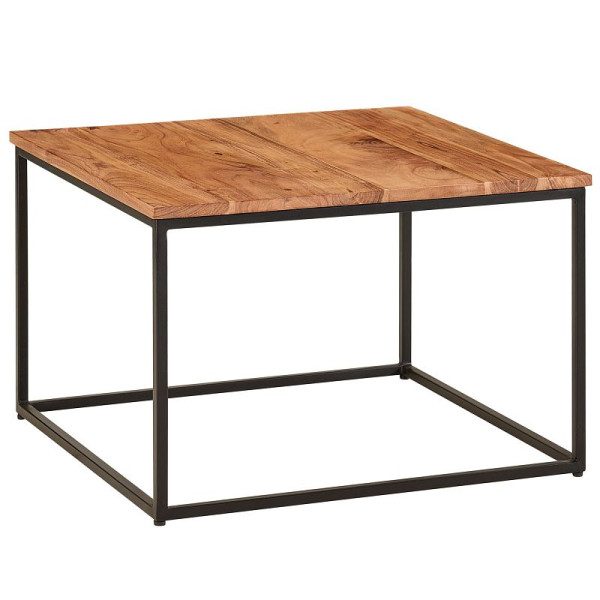 Wohnling Couchtisch 60x60x41 cm Massivholz Metall Sofatisch Wohnzimmertisch Akazie, Stubentisch Industrial, Holztisch Kaffeetisch Massiv, WL6.361