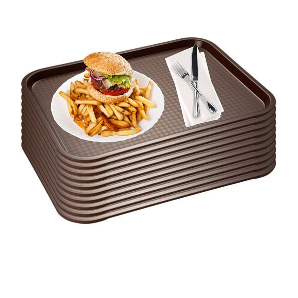APS Fast Food Tablett, Serviertablett, 41 x 30,5 cm, braun, VE: 10er-Set, 67528