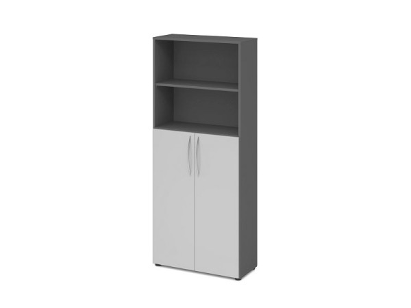 Hammerbacher Regal 5OH, 3OH Türen unten BM Graphit/Grau, V4770/G/5/BM