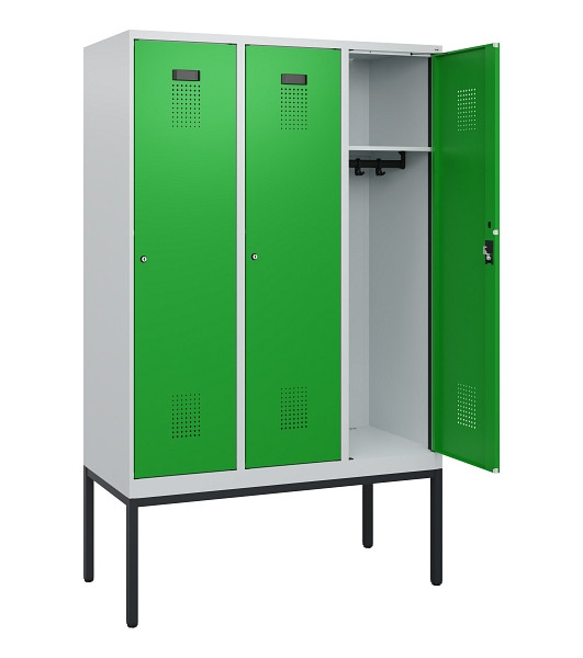 C+P Spind Evolo PLUS, Gestell, 3 Abteile, 1950x1200x500mm, 7035/6037, Zylinderschloss, 0490305-32 S10038