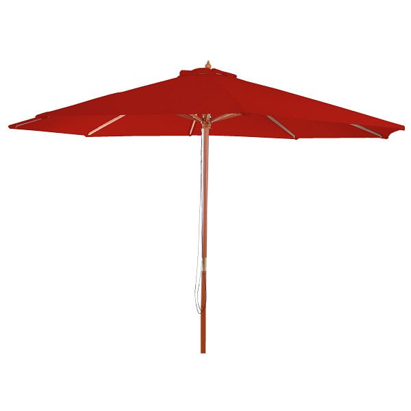 Mendler Sonnenschirm Florida, Gartenschirm Marktschirm, Ø 3m Polyester/Holz, rot, 97723