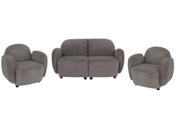 Mendler Wohnzimmer-Set HWC-P33, 2er-Sofa 2x Sessel, Stoff/Textil Chenille (330 g/m²) Öko-Tex, hellgrau, 118720+118721+118722+2x118712+2x118713