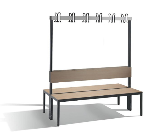 C+P Doppelseitige Garderobenbank mit Rückenlehne, Basic Plus, H1650xB1500xT760mm, 8061-200 S10002