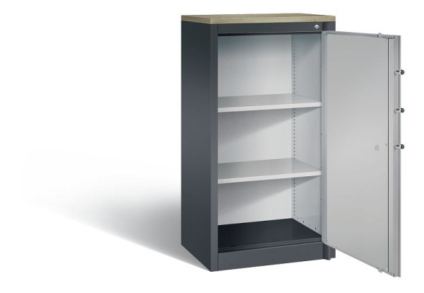 C+P Feuerschutzschrank Certos, H1226xB650xT500mm, Farbe: Schwarzgrau / Weißaluminium, Klinkengriff, 3 OH, 1160-000 S10423