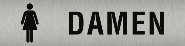 Moedel Piktogramm WC Damen, Edelstahl, selbstklebend, 160x40 mm, 57334