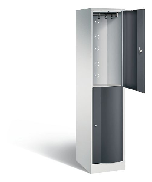 C+P Spind doppelstöckig Resisto, H1950xB396xT540mm, Farbe: Lichtgrau / Schwarzgrau, 8270-172 S10055