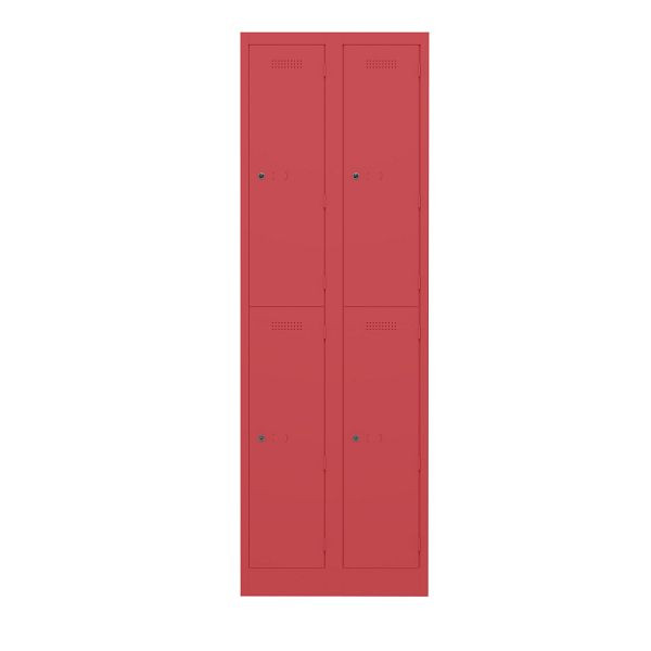Bisley Garderobenschrank Primary Locker, 2 Abteile mit je 2 Fächern übereinander, 670 kardinalrot, PL3050D2670