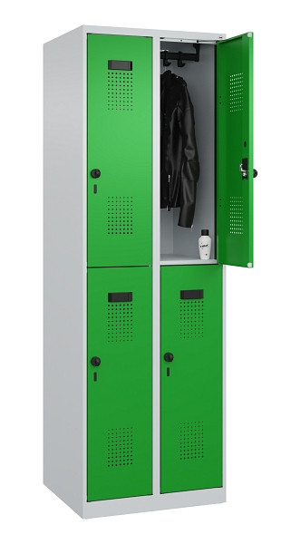 C+P Doppelstöckiger Spind Evolo PLUS, 4 Fächer, 1850x600x500mm, 7035/6037, Drehriegel, 049300-20 S10011