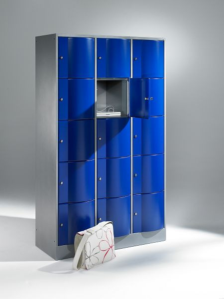 C+P Schließfachschrank Resisto, H1950xB1148xT540mm, Farbe: Weißaluminium / Enzianblau, 8570-372 S11138