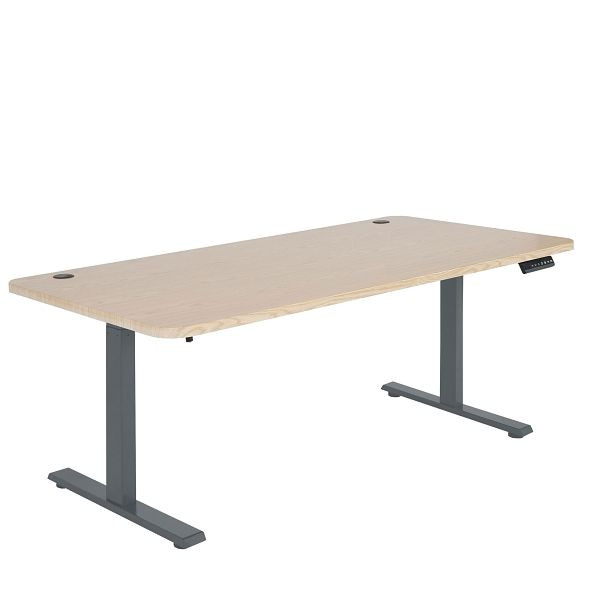 Mendler Schreibtisch HWC-D40, Computertisch, elektrisch höhenverstellbar 160x80cm 53kg, hellbraun, anthrazit-grau, 75752+75748
