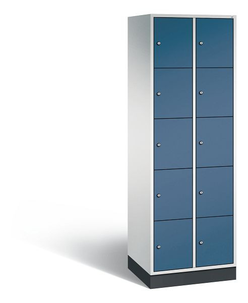 C+P Schließfachschrank Intro, 10 Fächer, H1950xB620xT490 mm, Grau/Fernblau, 8570-201 S10281