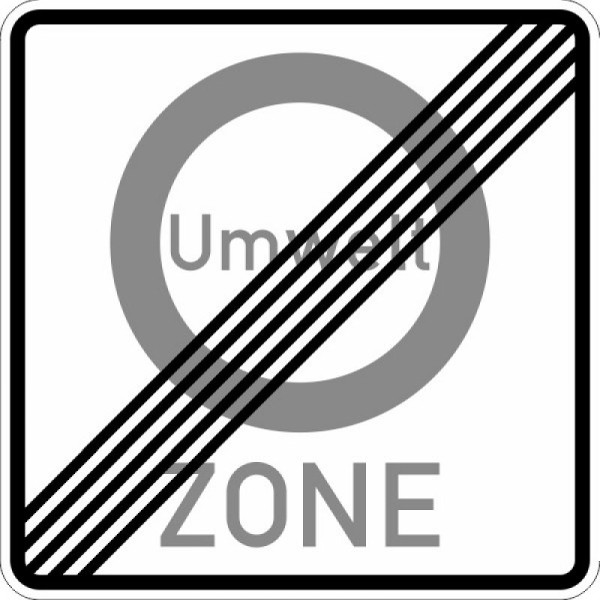 Stein HGS Ende einer Verkehrsverbotszone zur Verminderung schädlicher Luftverunreinigungen in einer Zone Nr. 270.2, 600x600mm /RA2/Flachform 3mm, 270.2-123