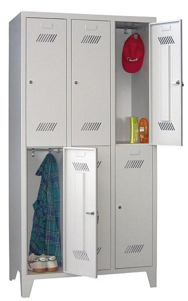 Pavoy Kleider-Schließfachschrank mit Füßen 1850/500/900, 3b x 2h, Zylinderschloss, Abteilbreite 300, 60260-323-031-910905