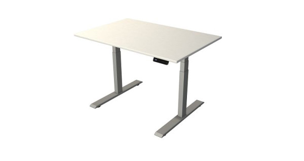 Kerkmann Steh-/Sitztisch B 1200 x T 800 mm, silber, elektrisch höhenverstellbar von 630 - 1270 mm, Weiß/silber, 10275810