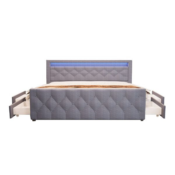 HOME DELUXE Polsterbett VELARA inklusive Matratze und Topper 180 x 200 cm - Farbauswahl Dunkelgrau H2/H3, 54114