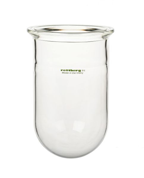 Rettberg Reaktionsgefäß, 2000 ml, Flansch DN 150, mit Nut, zylindrisch, Boden rund, Borosilikatglas 3.3, 134211263