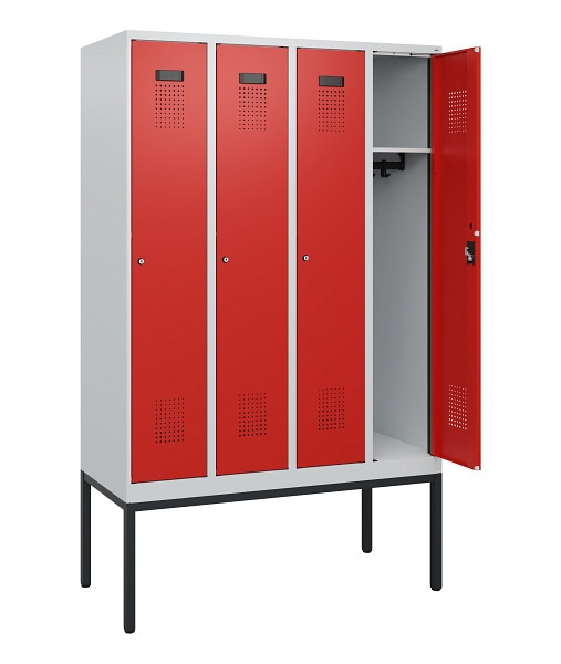 C+P Spind Evolo PLUS, Gestell, 4 Abteile, 1950x1200x500mm, 7035/3020, Zylinderschloss, 0490305-40 S10028