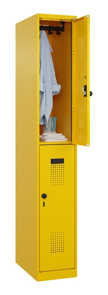 C+P Doppelstöckiger Spind Evolo PLUS, 2 Fächer, 1850x300x500mm, 1023/1023, Drehriegel, 049300-10 S10022