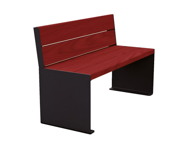 Procity Sitzbank Kube, 1200 mm, Mit Rückenlehne Stahl & Holz Ohne Armlehnen, Mahagoni/RAL 9005, 306380.9005.ACAJ