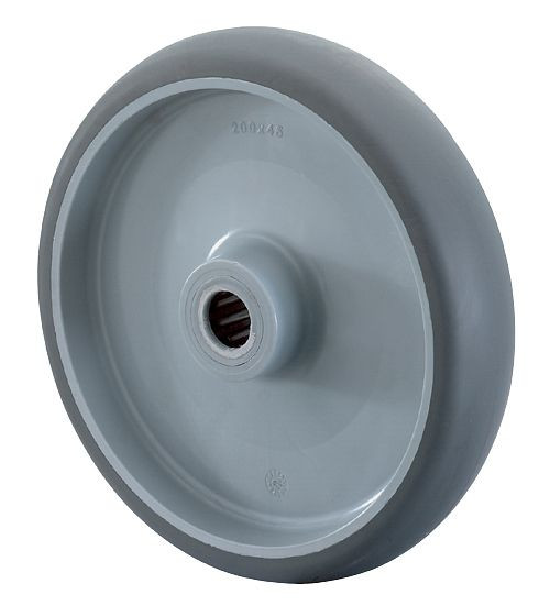 BS Rollen Gummirad, Rad-Breite 45 mm, Rad-Ø 200 mm, Tragfähigkeit 220 kg, Reifen thermoplastisch grau, Rollenlager, VE: 2 Stück, B44.201