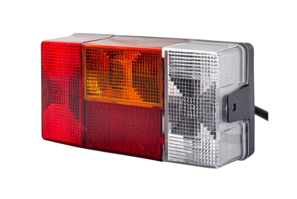 HELLA Heckleuchte, Glühlampe, 24/12V, Anbau, Lichtscheibenfarbe: mehrfarbig, Stecker: Flachstecker, links, 2VP 006 040-111
