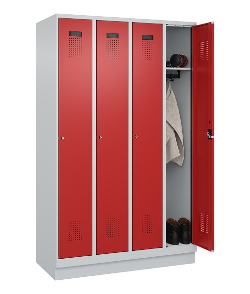 C+P Spind Evolo PLUS, mit Sockel, 4 Abteile, 1950x1200x500mm, 7035/3000, Verschluss Zylinderschloss, Ablageböden 4, 049020-40 S10030
